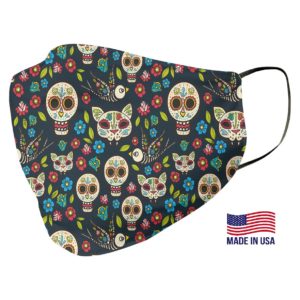 Sugarskull Cat Pattern Face Mask