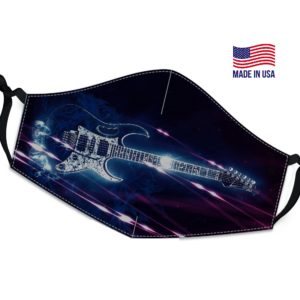 Electric Guitar Dark Blue Reusable Face Mask