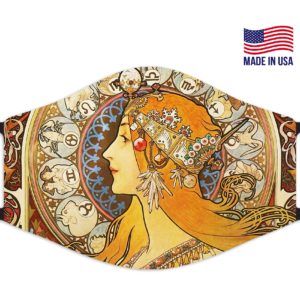 Zodiac Girl Mucha Painting Reusable Face Mask