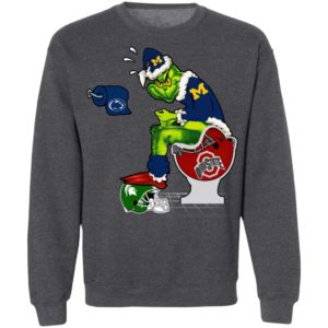 Santa Grinch Michigan Wolverines Shit On Other Teams Christmas Sweater, Shirt