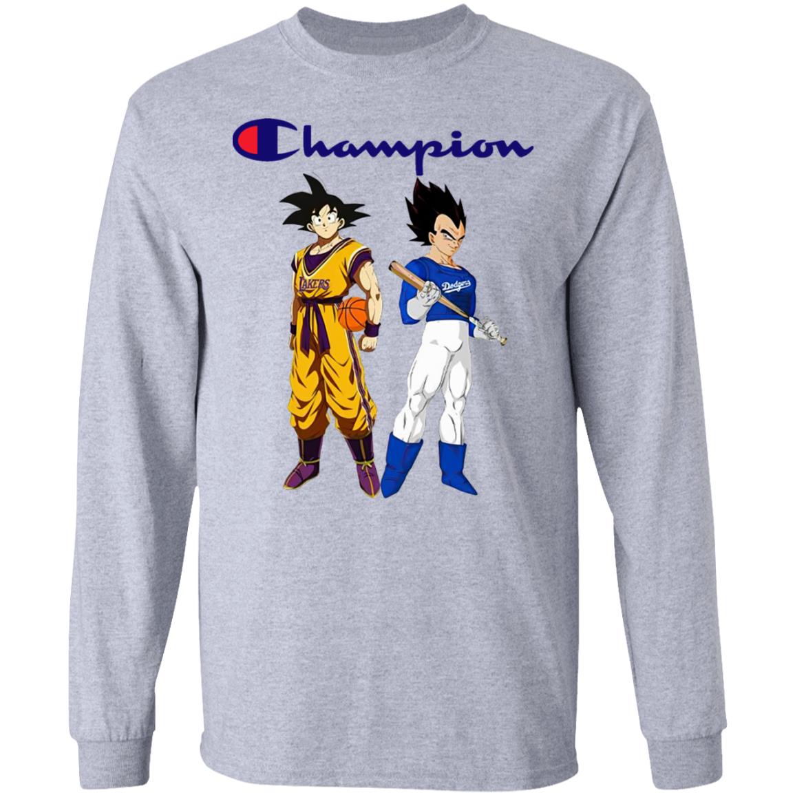Premium goku los angeles lakers and vegeta los angeles dodgers champion shirt Premium goku los angeles lakers and vegeta los angeles dodgers champion shirt