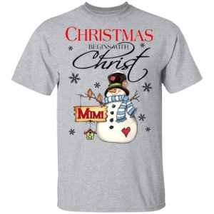 Snowman Mimi Christmas Begins With Christ Christmas Sweatshirt