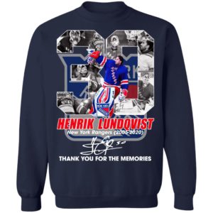 30 Henrik Lundqvist New York Rangers 2005 2020 Thank You For The Memories Signature Shirt