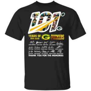 101 Years Of Green Bay Packers Thank You For The Memories Signatures Shirt