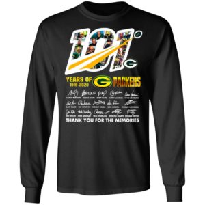 101 Years Of Green Bay Packers Thank You For The Memories Signatures Shirt