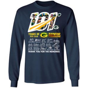101 Years Of Green Bay Packers Thank You For The Memories Signatures Shirt
