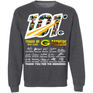 101 Years Of Green Bay Packers Thank You For The Memories Signatures Shirt