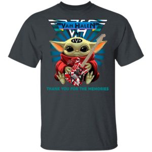 Baby Yoda Hug Guitar Eddie Van Halen Thank You For The Memories Signature Shirt