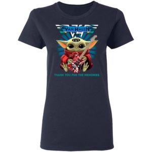 Baby Yoda Hug Guitar Eddie Van Halen Thank You For The Memories Signature Shirt