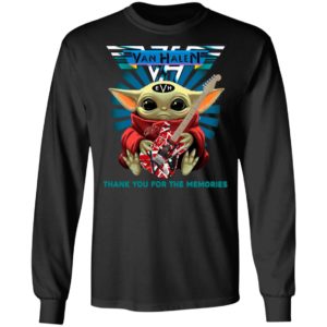 Baby Yoda Hug Guitar Eddie Van Halen Thank You For The Memories Signature Shirt