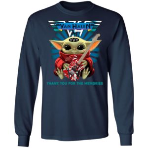 Baby Yoda Hug Guitar Eddie Van Halen Thank You For The Memories Signature Shirt