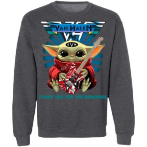 Baby Yoda Hug Guitar Eddie Van Halen Thank You For The Memories Signature Shirt