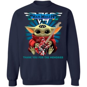 Baby Yoda Hug Guitar Eddie Van Halen Thank You For The Memories Signature Shirt