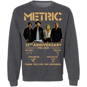 Metric 22nd Anniversary 1998 2020 Thank You For The Memories Signatures Shirt