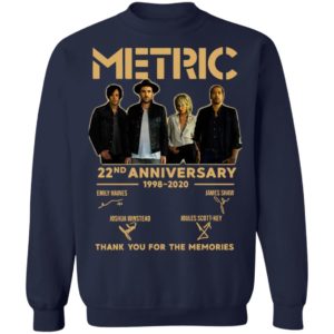 Metric 22nd Anniversary 1998 2020 Thank You For The Memories Signatures Shirt