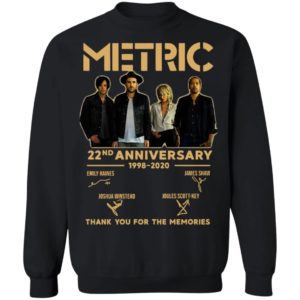 Metric 22nd Anniversary 1998 2020 Thank You For The Memories Signatures Shirt