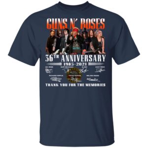 Guns N’ Roses 36th Anniversary 1985 2021 Thank You For The Memories Signatures Shirt