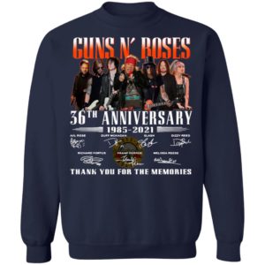 Guns N’ Roses 36th Anniversary 1985 2021 Thank You For The Memories Signatures Shirt