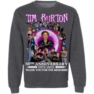 Tim Burton 50th Anniversary 1971 2021 Thank You For The Memories Signatures Shirt