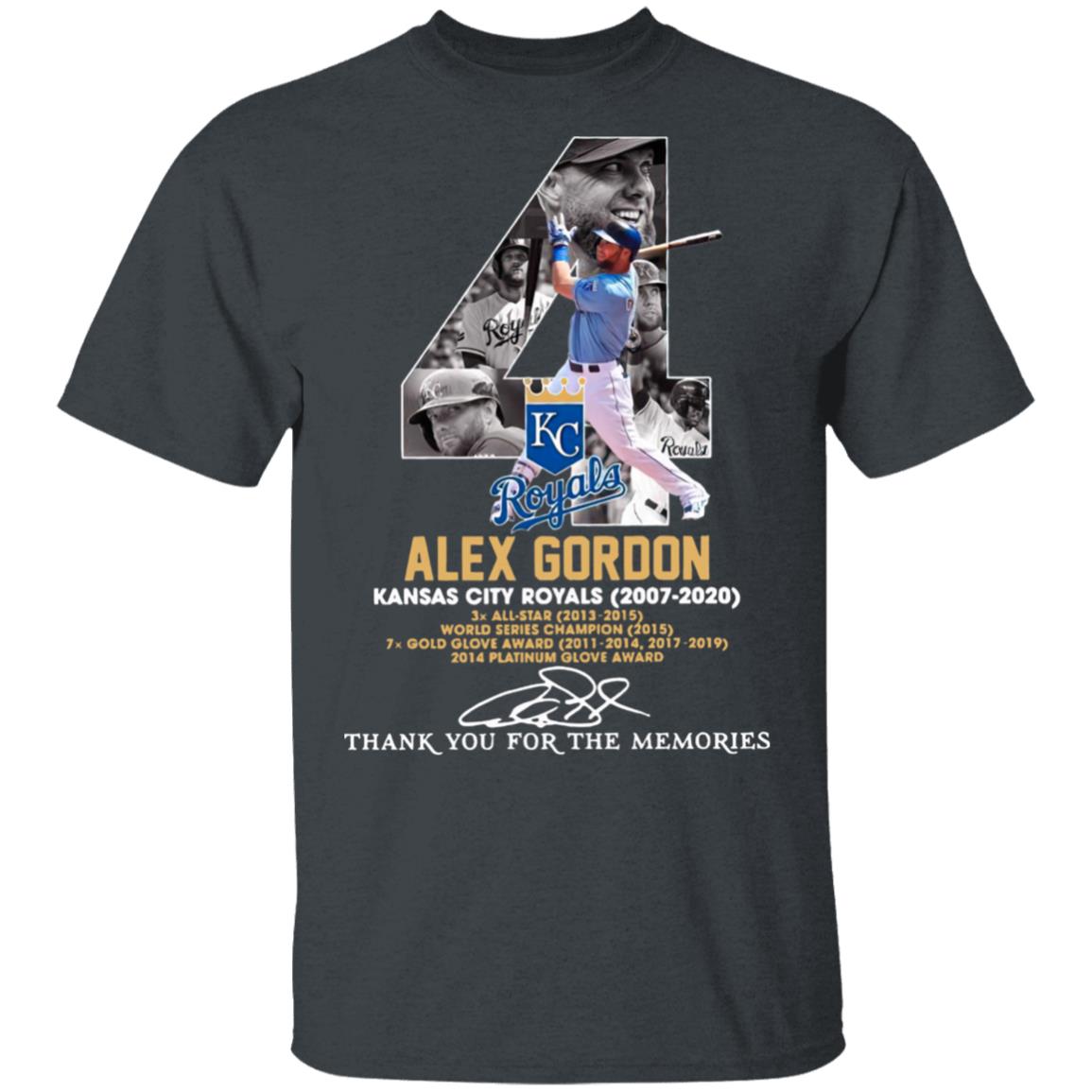 Official 4 Alex Gordon Kansas City Royal 2007 2020 Thank You For The Memories Signature Shirt