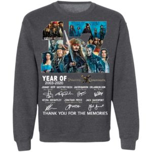 17 Years Of Pirates Caribbean 2003 2020 Thank You For The Memories Signatures Shirt