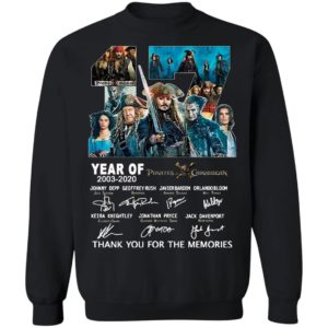 17 Years Of Pirates Caribbean 2003 2020 Thank You For The Memories Signatures Shirt