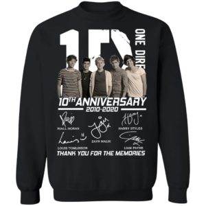 Official One Direction 10th anniversary 2010 2020 thank you for the memories Shirt