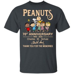 Peanuts 70th Anniversary 1950 2020 Thank You For The Memories Signatures Shirt