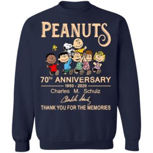 Peanuts 70th Anniversary 1950 2020 Thank You For The Memories Signatures Shirt