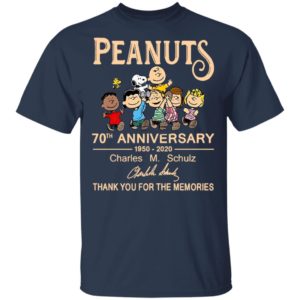 Peanuts 70th Anniversary 1950 2020 Thank You For The Memories Signatures Shirt