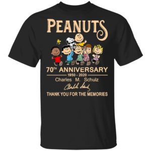 Peanuts 70th Anniversary 1950 2020 Thank You For The Memories Signatures Shirt