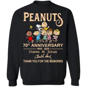 Peanuts 70th Anniversary 1950 2020 Thank You For The Memories Signatures Shirt