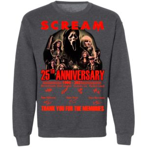 Scream 25th Anniversary 1996 2021 Thank You For The Memories Signatures Shirt