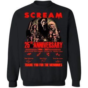 Scream 25th Anniversary 1996 2021 Thank You For The Memories Signatures Shirt