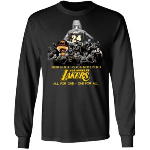 Kobe Bryant 2020 NBA Champions Los Angeles Lakers All For One One For All Shirt
