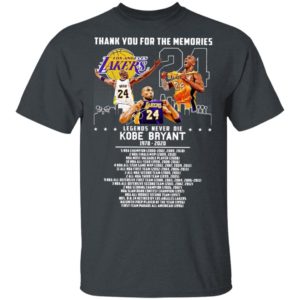 Thank you for the memories legends never die Kobe Bryant title collections Shirt