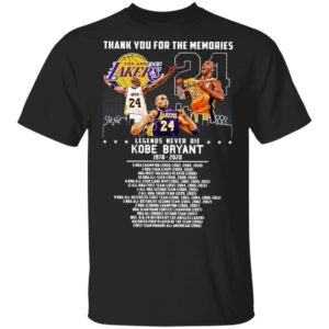 Thank you for the memories legends never die Kobe Bryant title collections Shirt