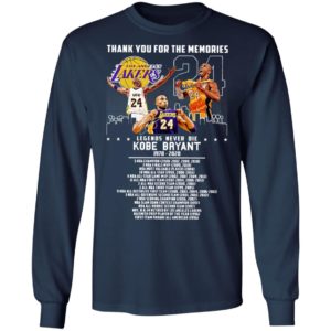 Thank you for the memories legends never die Kobe Bryant title collections Shirt