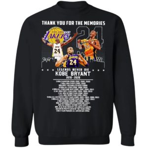 Thank you for the memories legends never die Kobe Bryant title collections Shirt
