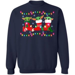 Baby Yoda In Stock Merry Christmas Light Shirt