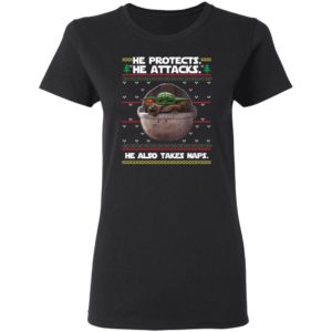 Baby Yoda He protects he also takes naps Christmas Sweatster
