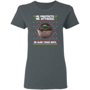 Baby Yoda He protects he also takes naps Christmas Sweatster