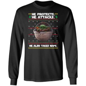Baby Yoda He protects he also takes naps Christmas Sweatster