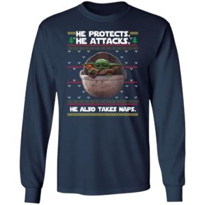Baby Yoda He protects he also takes naps Christmas Sweatster