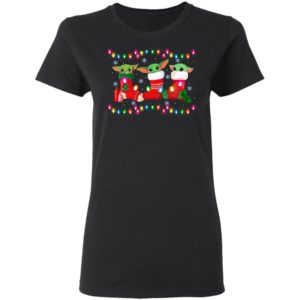 Baby Yoda In Stock Merry Christmas Light Shirt