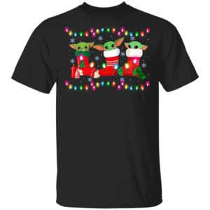 Baby Yoda In Stock Merry Christmas Light Shirt