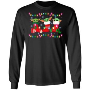 Baby Yoda In Stock Merry Christmas Light Shirt