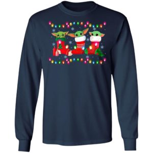 Baby Yoda In Stock Merry Christmas Light Shirt