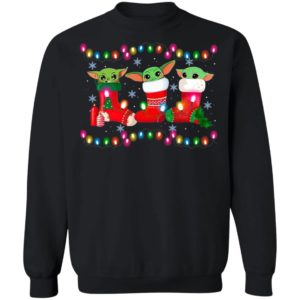 Baby Yoda In Stock Merry Christmas Light Shirt