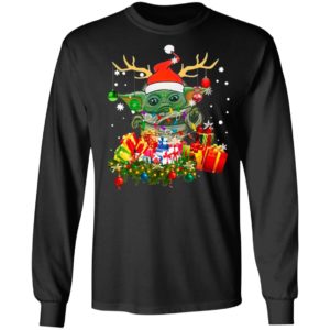 Baby Yoda Hat Santa Reindeer Gift Christmas Sweatshirt